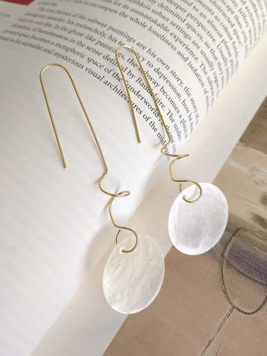 925 Sterling Silver White Acrylic Round Minimalist Hook Earring