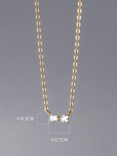 925 Sterling Silver Cubic Zirconia Bowknot Dainty Necklace