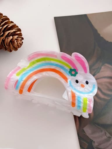 Rainbow Rabbit 8cm Acrylic Trend Animal Alloy Jaw Hair Claw