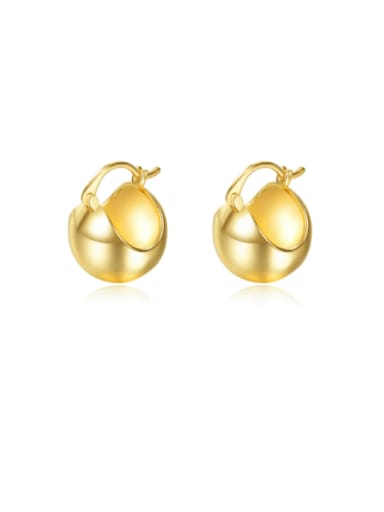 Brass Smooth Round   Ball Minimalist Hook Earring
