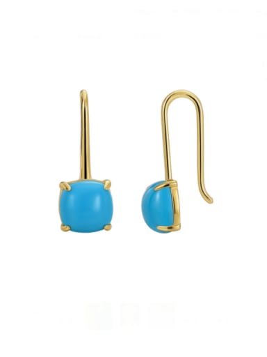 Brass Turquoise Geometric Minimalist Hook Earring