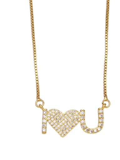 Brass Cubic Zirconia Letter Vintage  Heart Pendant Necklace