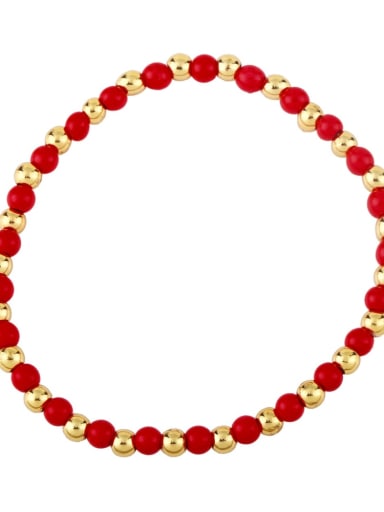 red Brass Round Bead Hip Hop Beaded Bracelet
