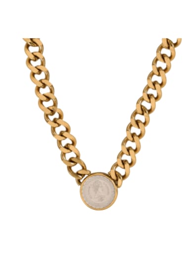 Titanium Steel Geometric Vintage Hollow  Chain Necklace