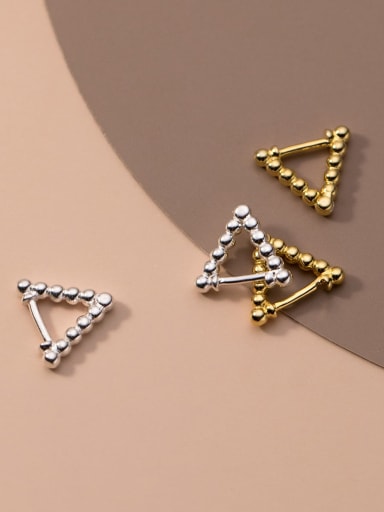 925 Sterling Silver Bead Triangle Minimalist Stud Earring