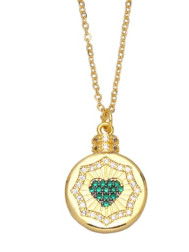 C (green) Brass Cubic Zirconia Heart Vintage Necklace