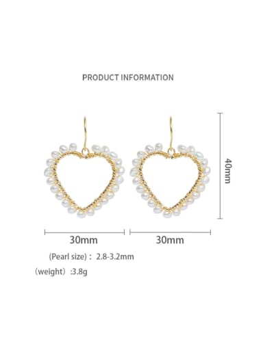 Brass Freshwater Pearl Minimalist Heart  Earring and Necklace Set