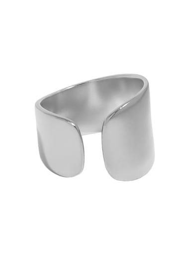 White gold [No. 14 adjustable] 925 Sterling Silver Smooth Geometric Minimalist Band Ring
