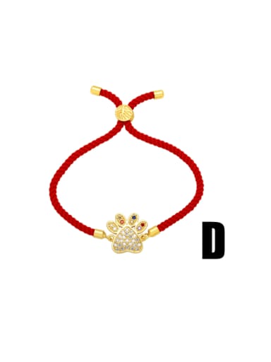 D Brass Cubic Zirconia Heart Cute Handmade Weave Bracelet