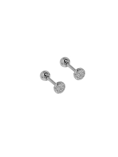 M0145 [round] 925 Sterling Silver Cubic Zirconia Geometric Vintage Stud Earring