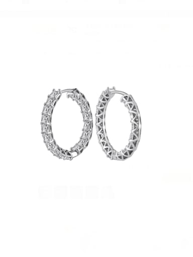 925 Sterling Silver Cubic Zirconia Geometric Minimalist Hoop Earring