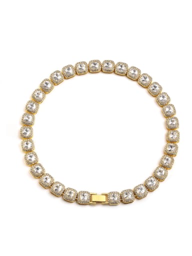 Brass Rhinestone 12mm Cuba Link Necklace