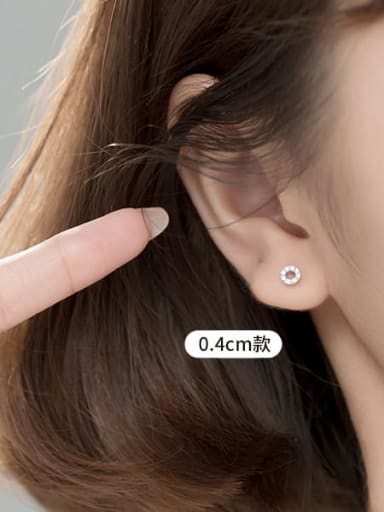 small 4mm 925 Sterling Silver Cubic Zirconia Round Minimalist Stud Earring