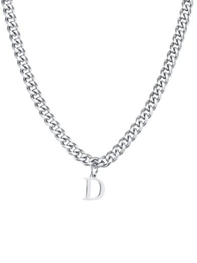 D Stainless steel Letter Hip Hop Hollow Chain Necklace