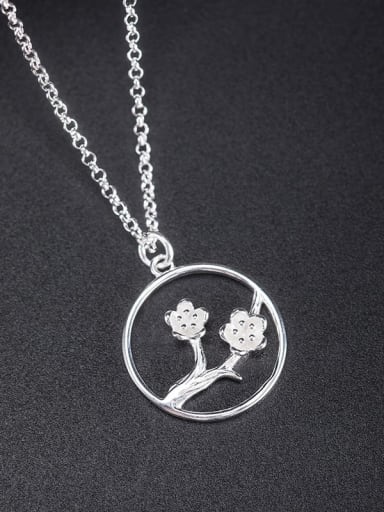 Plum blossom sleeve chain 925 Sterling Silver Flower Vintage Necklace