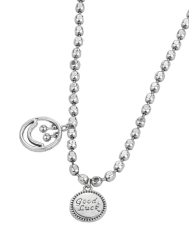 Vintage Sterling Silver With Platinum Plated Simplistic Round Beads Necklaces