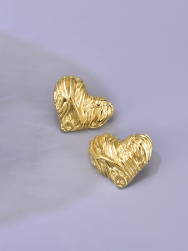 18K gold Titanium Steel Heart Hip Hop Stud Earring