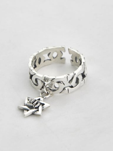 Vintage Sterling Silver With Antique Silver Plated Simplistic Star Free Size Rings