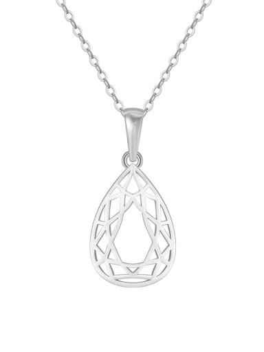 Platinum, 45CM chains, weighing 2.13g 925 Sterling Silver Water Drop Minimalist Necklace