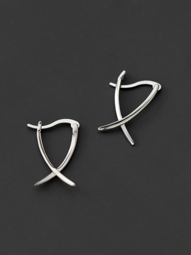 custom 925 Sterling Silver Line  Cross Minimalist Stud Earring