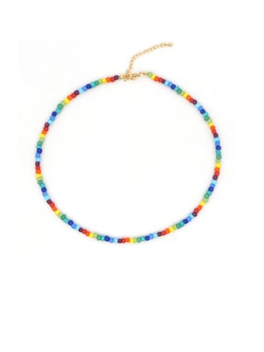 Stainless steel Multi Color Miyuki beads  Round Bohemia Pure handmade Necklace