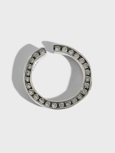 925 Sterling Silver Rhinestone Round Vintage Ring