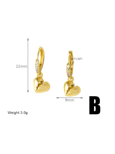 B Brass Cubic Zirconia Water Drop Hip Hop Huggie Earring