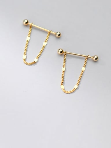 gold 925 Sterling Silver Tassel Minimalist Drop Earring