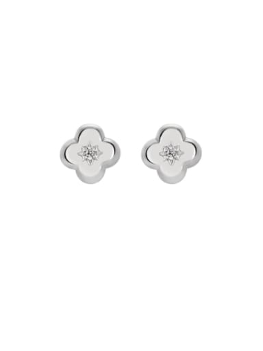 EB216 four leaf clover 925 Sterling Silver Cubic Zirconia Heart Vintage Stud Earring
