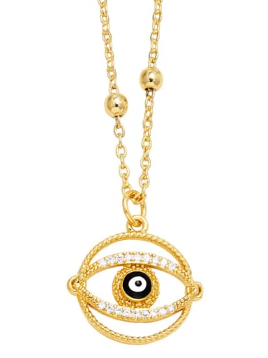 black Brass Cubic Zirconia Evil Eye Vintage Necklace