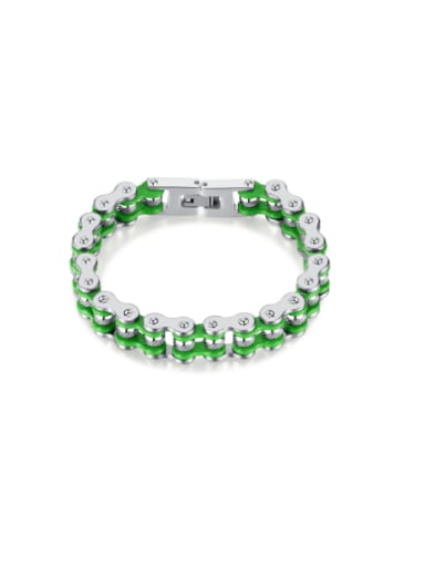 GS1577 Steel Hand Chain Green Stainless steel Geometric Hip Hop  Contrast Color Biker Chain Bracelet