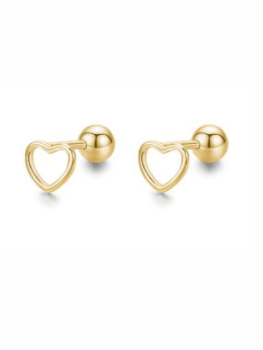 golden 925 Sterling Silver Hollow Heart Minimalist Stud Earring