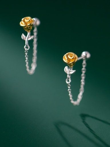 925 Sterling Silver Flower Cute Threader Earring