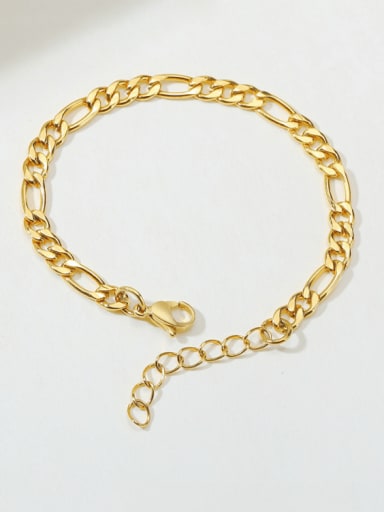 Gold 7mm Titanium Steel Geometric Minimalist Link Bracelet