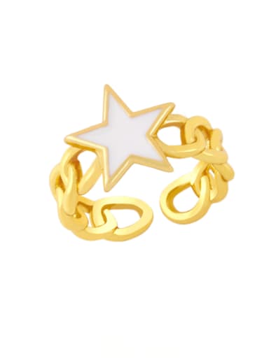 Brass Enamel Star Vintage Band Ring