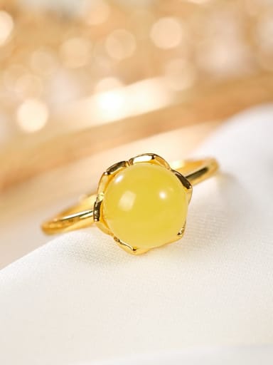 925 Sterling Silver Citrine Round Minimalist Band Ring