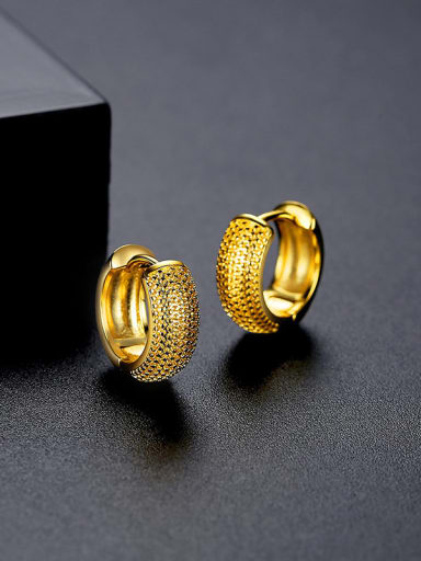 E21030403 18K Brass Geometric Vintage Huggie Earring