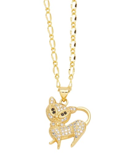 A Brass Cubic Zirconia Cat Trend Necklace
