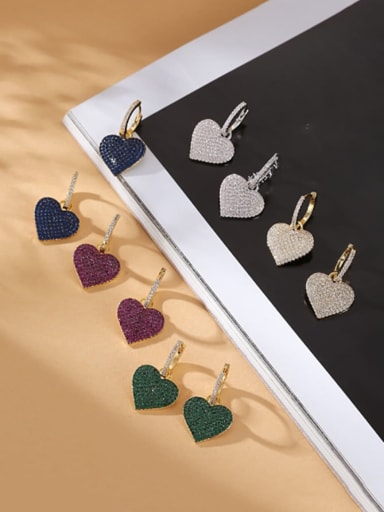 Brass Cubic Zirconia Heart Dainty Huggie Earring