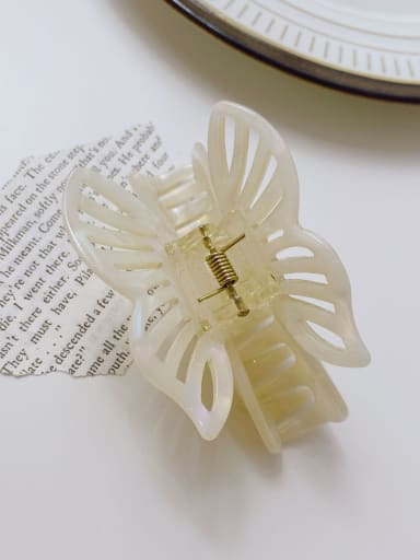 Brilliant white 8.5cm Cellulose Acetate Minimalist Butterfly Alloy Jaw Hair Claw