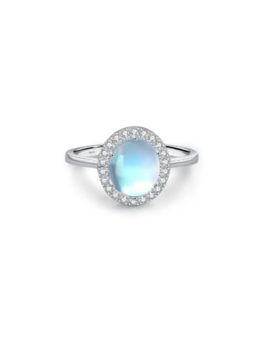 925 Sterling Silver Opal Geometric Trend Band Ring