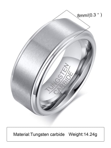 All steel color TCR 015S Tungsten Geometric Minimalist Band Ring