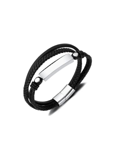 Stainless steel Leather Weave Hip Hop Set Bangle