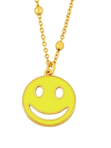 yellow Brass Enamel Smiley Hip Hop Necklace