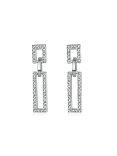 925 Sterling Silver Cubic Zirconia Geometric Minimalist Drop Earring