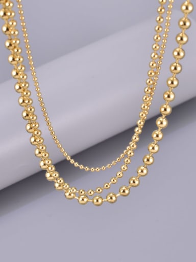 Titanium Steel Double Layer Bead Chain Minimalist Multi Strand Necklace