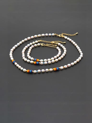Stainless steel Freshwater Pearl Round Bohemia Necklace