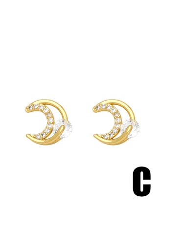 C Brass Cubic Zirconia Star Dainty Stud Earring