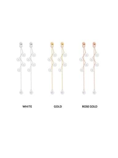 Zinc Alloy Imitation Pearl White Tassel Trend Threader Earring