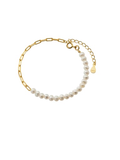 925 Sterling Silver Imitation Pearl Minimalist Handmade Beaded Bracelet